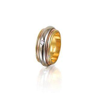 Cartier Tri-Gold and Diamond Rolling Ring