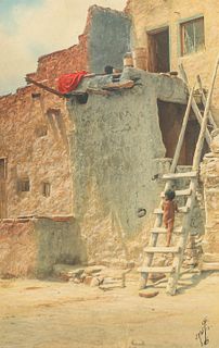 Joseph R. Willis (1876-1960) Taos, New Mexico Tinted Photo c1920s