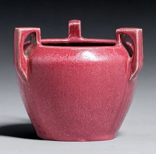 Fulper Pottery Matte Pink Three-Handled Vase c1910s