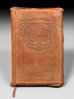 Roycroft Suede Leather Book Health & Wealth by Elbert Hubbard 1908