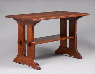 Grand Rapids Oak Trestle Table c1910s