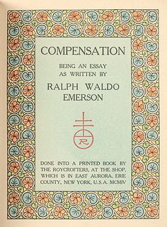 Roycroft Suede Leather Book "Compensation" by Ralph Waldo Emerson" 1904