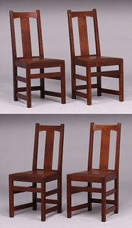 Limbert Set of 4 Oak Chairs c1910