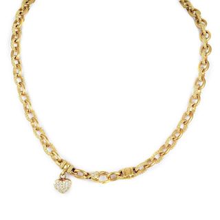 A Judith Ripka Gold and Diamond Heart-Shaped Pendant Necklace