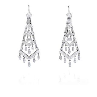 A Pair of Art Deco Style Diamond Earrings