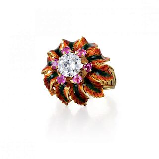 A 1.26-Carat Diamond Flower Ring