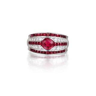 A Diamond and Ruby Ring