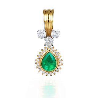 A Diamond and Emerald Pendant
