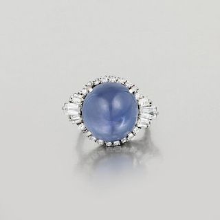 A 23.72-Carat Star Sapphire and Diamond Ring