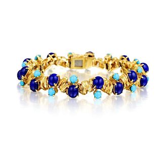 A Turquoise and Lapis Lazuli Bracelet