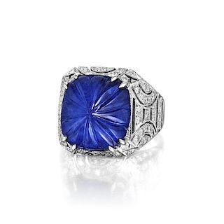 A 15.49-Carat Sapphire and Diamond Ring, by Lugano