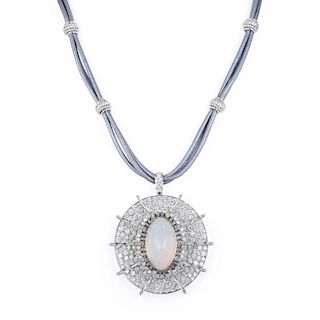 An Opal and Diamond Necklace