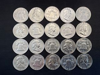 Group of 20 1963 D Franklin Silver Half Dollars
