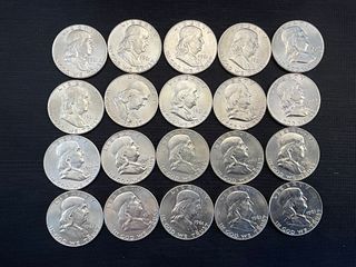 Group of 20 1961 D Franklin Half Silver Dollars