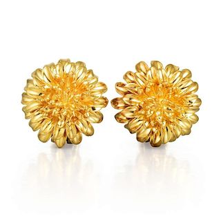 Tiffany & Co. Gold Chrysanthemum Earrings