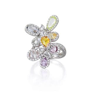 A Natural Fancy Colored Diamond Butterfly Ring