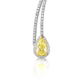 A Fancy Intense Yellow Diamond Choker Necklace