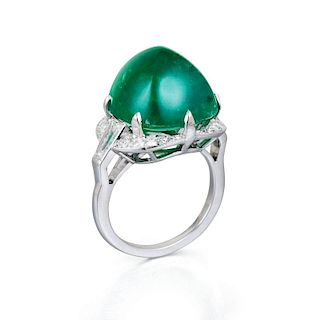 A 21.51-Carat Colombian Emerald and Diamond Ring