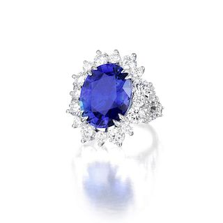 A 16.28-Carat Ceylon Sapphire and Diamond Ring
