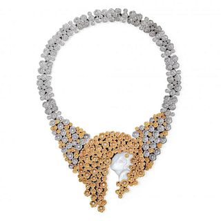 Erte "Rainbow In Blossom" Mother-of-Pearl and Diamond Necklace
