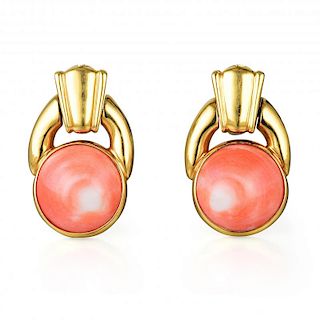 David Webb Gold and Coral Earrings