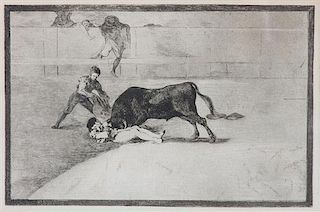 Francisco de Goya, (Spanish, 1746-1828), La desgraciada muerte de Pepe Illo en la plaza de Madrid (pl. 33 from La Tauromaquia