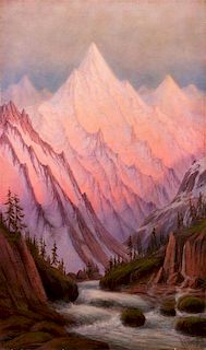 * James Everett Stuart, (American 1852-1941), Morning Glow of the Mid-night Sun - Mt. Fairweather, Alaska, 1897