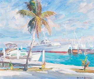 * Emile Gruppe, (American, 1896-1978), Ships at Port