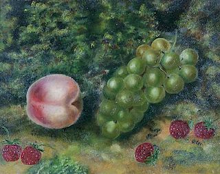 * Artist Unknown, (19th/20th century), Still Life with Peach, Grapes and Raspberries