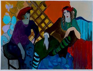 * Itzchak Tarkay, (Israeli, 1935-2012), Ladies at a Cafe