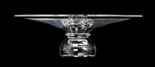 * A Steuben Glass Cake Stand Height 3 3/4 x diameter 12 inches.