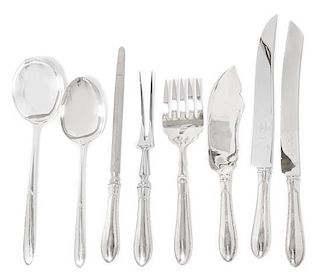 An American Silver Flatware Service for Twelve, Sheffield Silver Co., Brooklyn, NY, 20th century, comprising: 12 tablespoons 