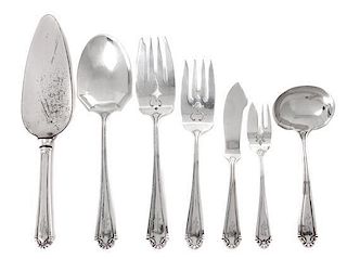 Seven American Silver Serving Pieces, Reed & Barton, Tauton, MA, St. George pattern, comprising a pie server, serving spoon, 