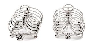 Two English Silver Toast Racks, Nayler Brothers, retailed by Tiffany & Co., London, 1929,