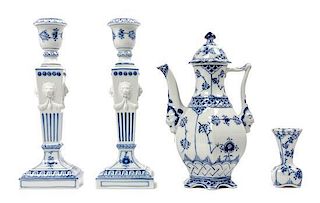 * A Group of Four Royal Copenhagen Porcelain Articles Height of first 9 1/8 inches.