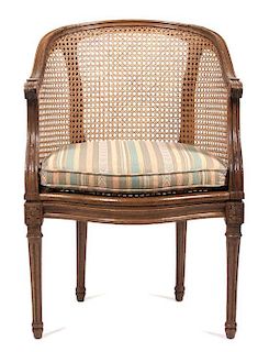 A Louis XVI Style Canned Bergere Height 33 1/2 inches.