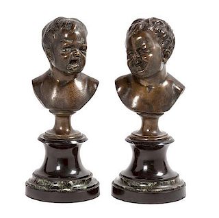 Two French Bronze Busts Height 9 3/4 inches.