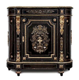 A Napoleon III Gilt Metal Mounted Console Cabinet Height 44 x width 44 x depth 16 1/2 inches.