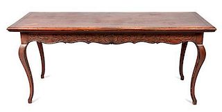 A French Provincial Painted Dining Table Height 30 x width 72 x depth 29 1/2 inches.