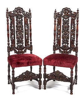 * A Pair of Renaissance Revival Chairs Height 52 inches.
