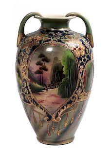 * A Continental Porcelain Vase Height 16 inches.
