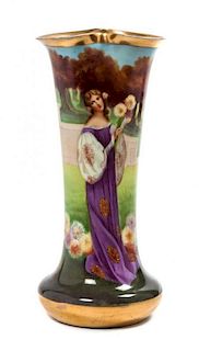 * A Dresden Porcelain Vase Height 10 inches.