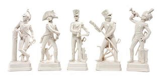 * Six Goebel Blanc de Chine Soldier Figurines Height of tallest 8 3/4 inches.