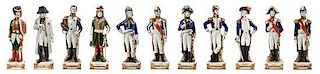 A Set of Eleven German Porcelain Figures, Scheibe-Alsbach Height of Napoleon 9 1/4 inches.