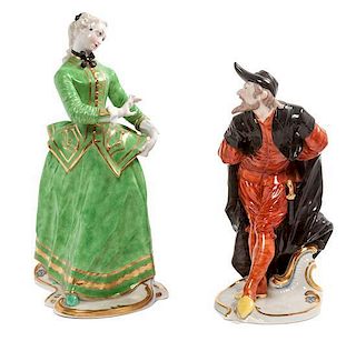 Two Nymphenburg Porcelain Figures Height of taller 8 1/2 inches.