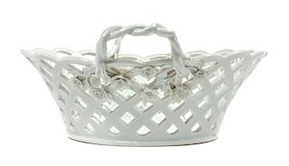 * A Meissen Blanc de Chine Porcelain Reticulated Basket Width 11 1/2 inches.