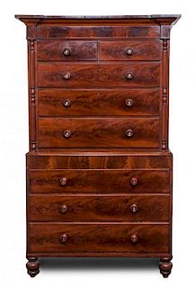 An English Chest on Chest Height 80 x width 45 1/2 x depth 20 1/2 inches.