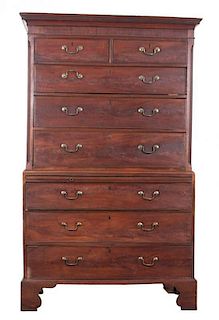 A George III Chest on Chest Height 76 1/2 x width 45 x depth 20 1/2 inches.