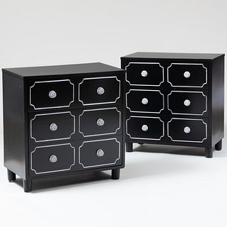 Pair of Ebonized Small Chests of Drawers