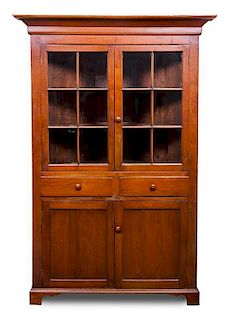 * An American Corner Cabinet Height 78 1/2 x width 45 x depth 30 inches.